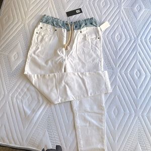 White and blue smart denim pants